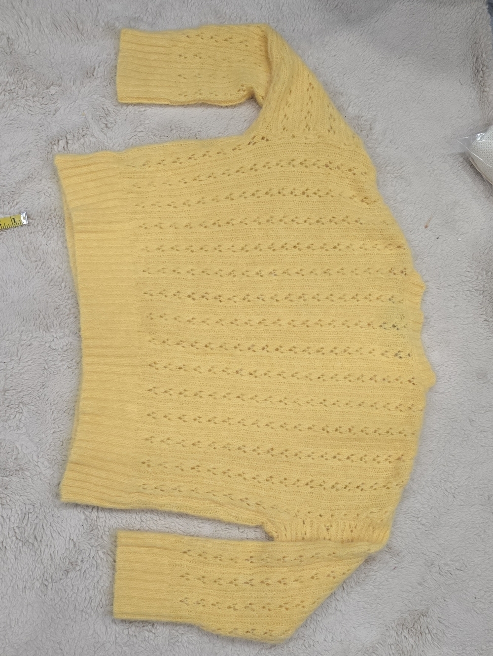 BDG Soft Yellow Openwork Button Cardigan - Picture 5 of 7
